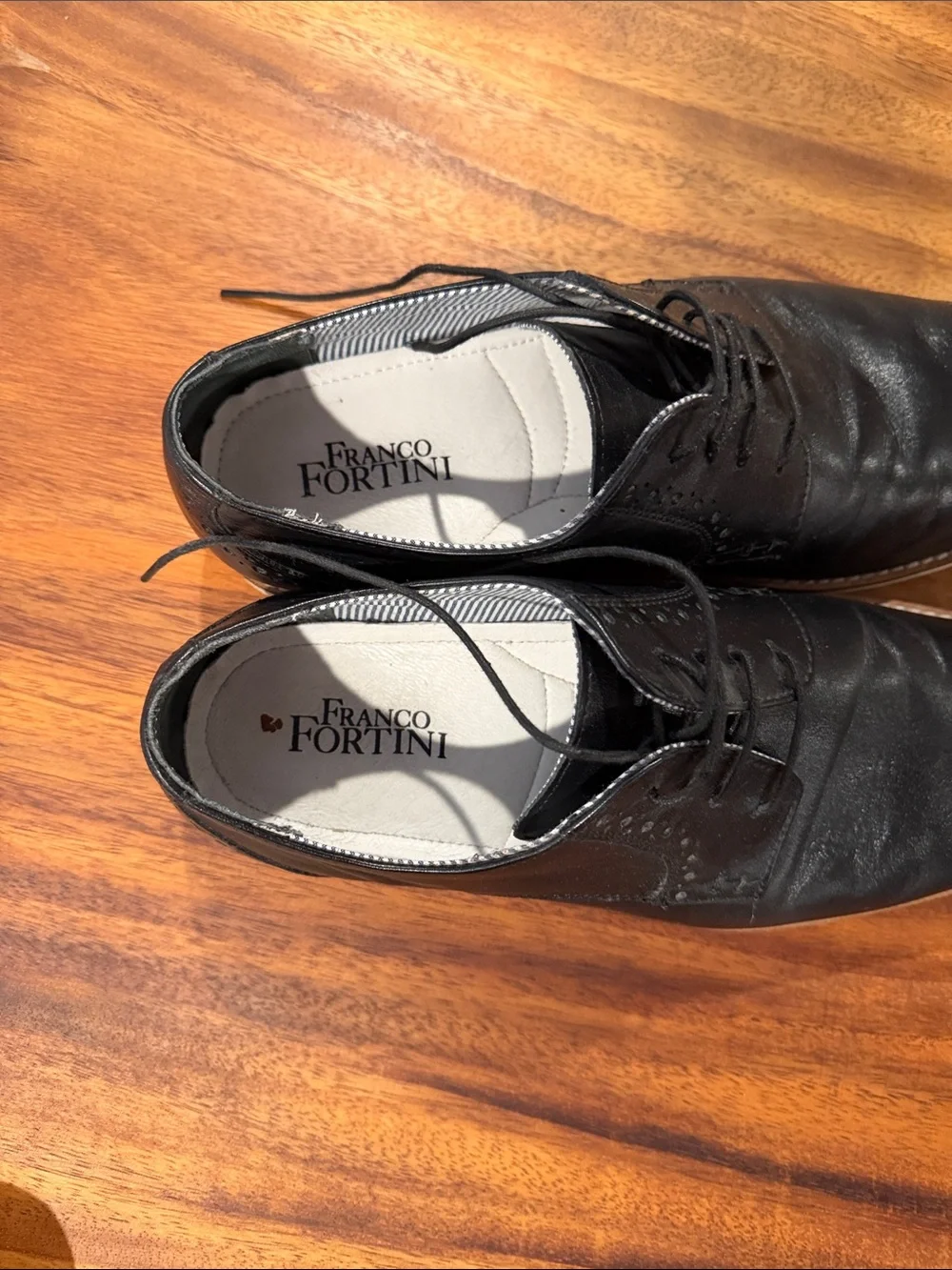 Franco Fortini Black Leather Derby Shoes with Contrast Sole